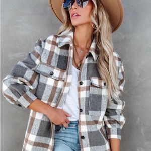 Brinkley plaid wool blend shacket